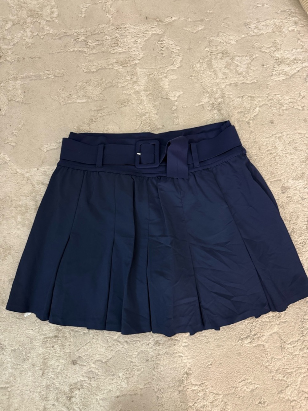 Women’s Pleated Navy Skirt with Belt